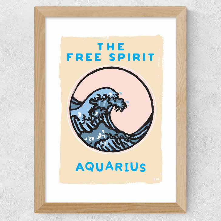 Aquarius - The Free Spirit Wide Oak Frame Aquarius - The Free Spirit Wide Oak Frame