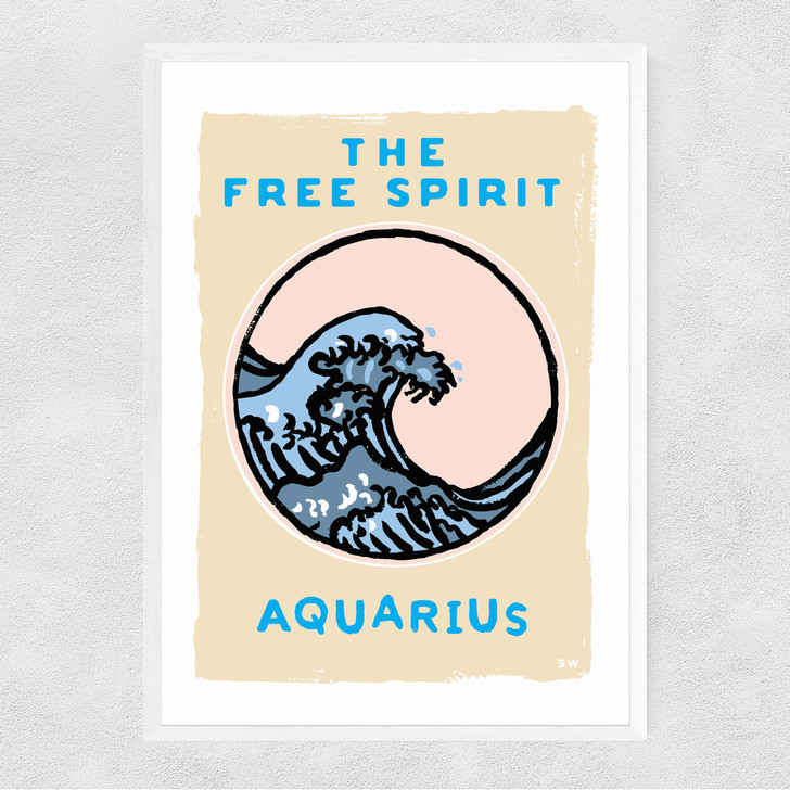 Aquarius - The Free Spirit Narrow White Frame Aquarius - The Free Spirit Narrow White Frame