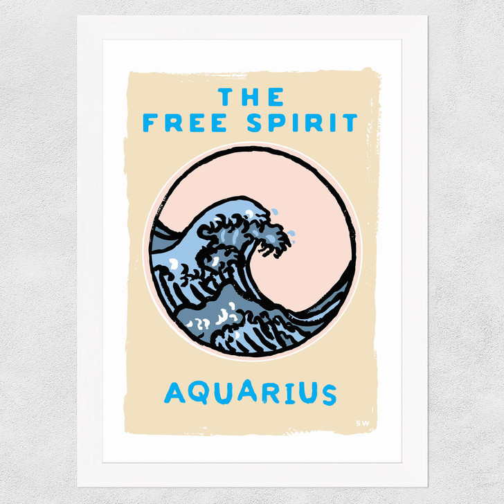 Aquarius - The Free Spirit Wide White Frame Aquarius - The Free Spirit Wide White Frame