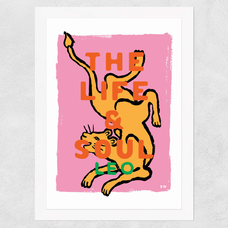 Leo - The Life and Soul Wide White Frame