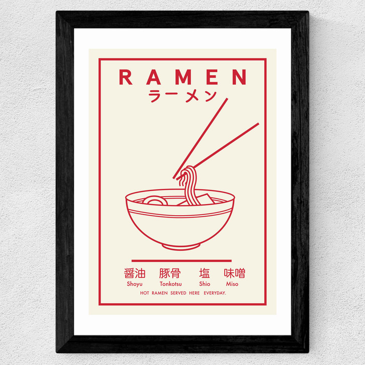 Ramen (Red and White) Wide Black Frame