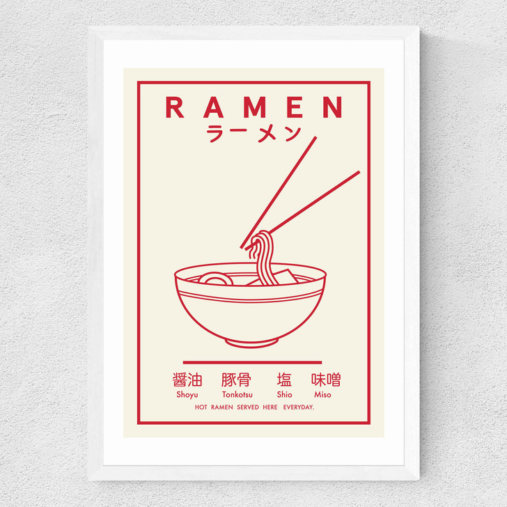 Ramen (Red and White) Medium White Frame