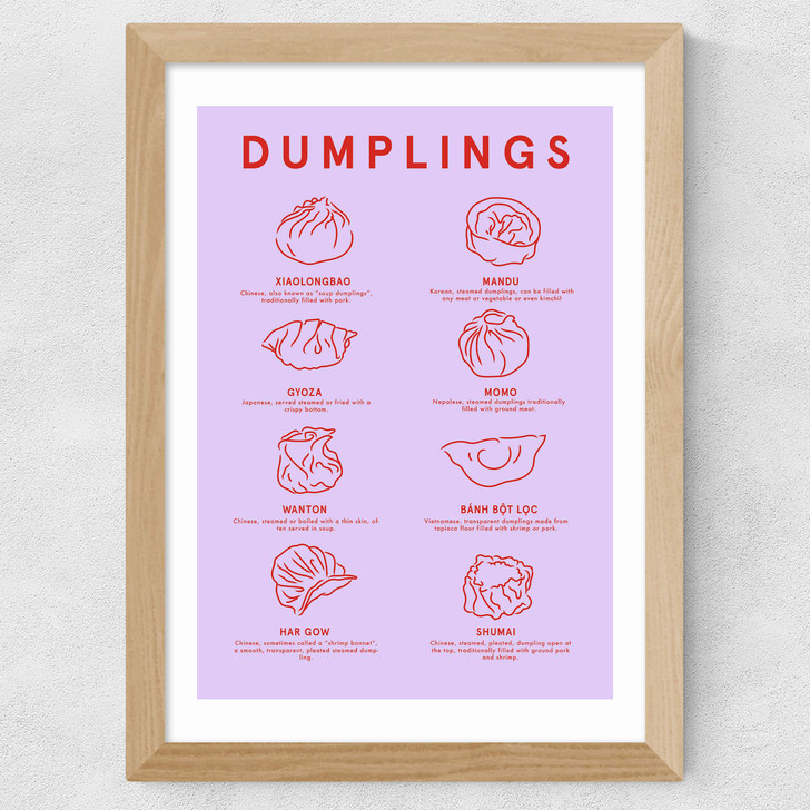 Dumpling Menu (Purple) Wide Oak Frame Dumpling Menu (Purple) Wide Oak Frame