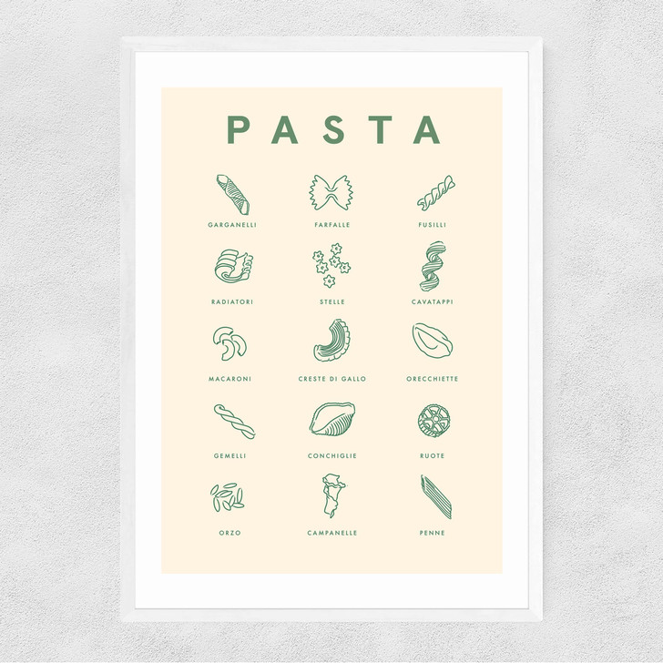 Pasta Guide Narrow White Frame