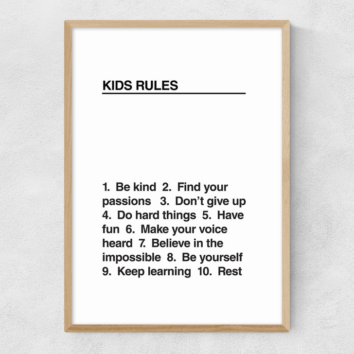 Kids' Rules Narrow Oak Frame
