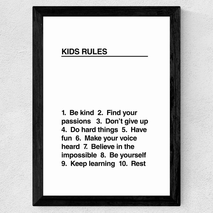Kids' Rules Wide Black Frame