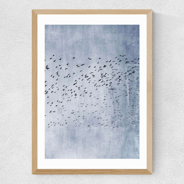 Moving On (Blue) Medium Oak Frame Moving On (Blue) Medium Oak Frame