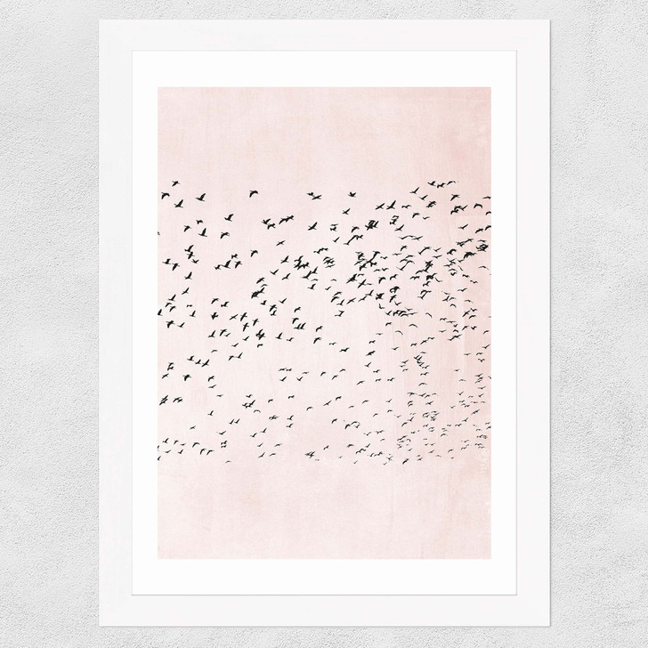 Moving On (Pink) Wide White Frame Moving On (Pink) Wide White Frame