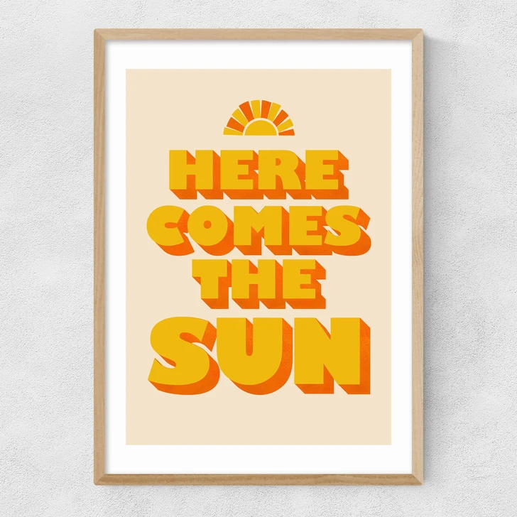Here Comes the Sun Narrow Oak Frame