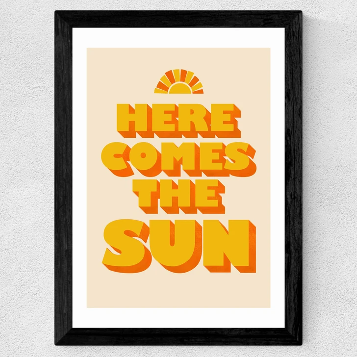 Here Comes the Sun Wide Black Frame
