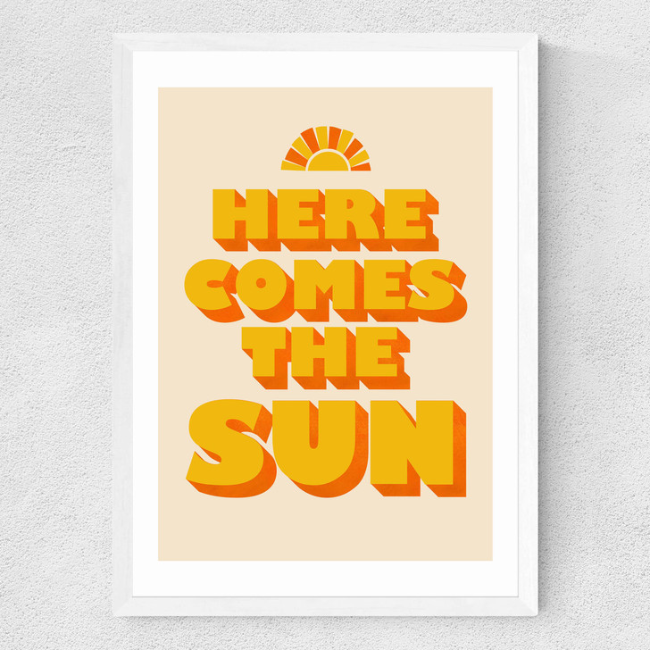 Here Comes the Sun Medium White Frame