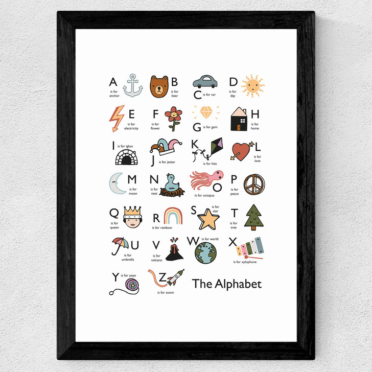 Alphabet in white Wide Black Frame Alphabet in white Wide Black Frame