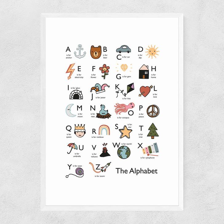 Alphabet in white Narrow White Frame Alphabet in white Narrow White Frame
