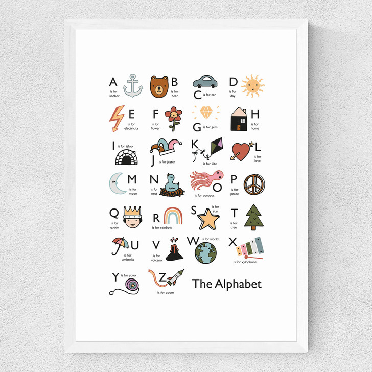 Alphabet in white Medium White Frame Alphabet in white Medium White Frame