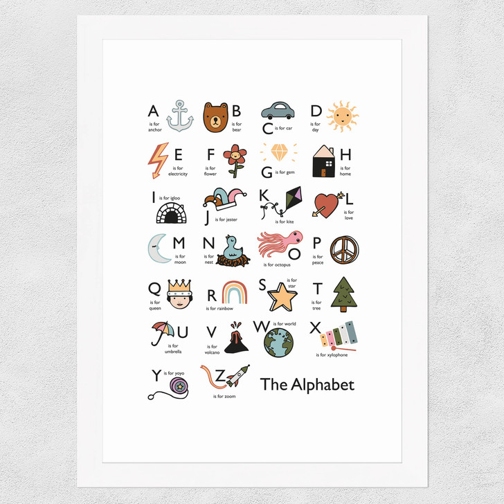 Alphabet in white Wide White Frame Alphabet in white Wide White Frame