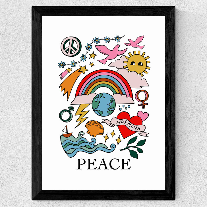 Peace by Kid of the Village Wide Black Frame Peace by Kid of the Village Wide Black Frame