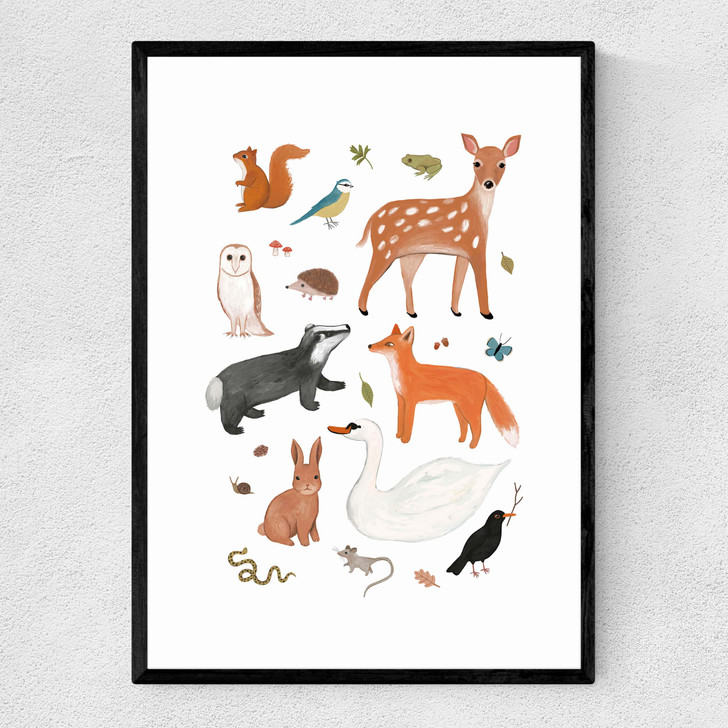 Woodland animals Narrow Black Frame Woodland animals Narrow Black Frame