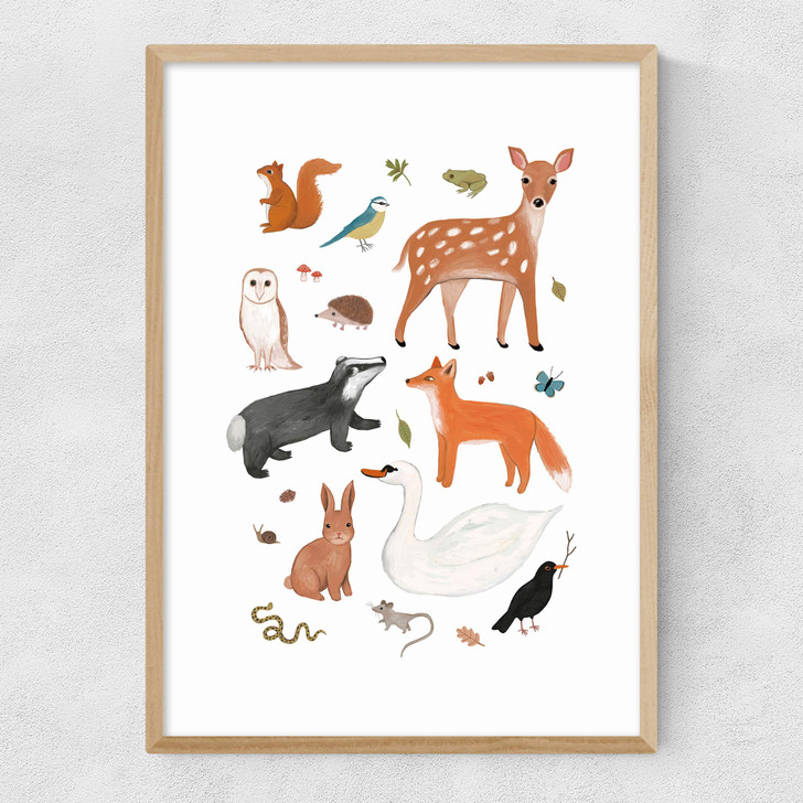 Woodland animals Narrow Oak Frame