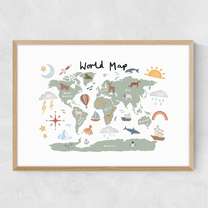 World Map in green