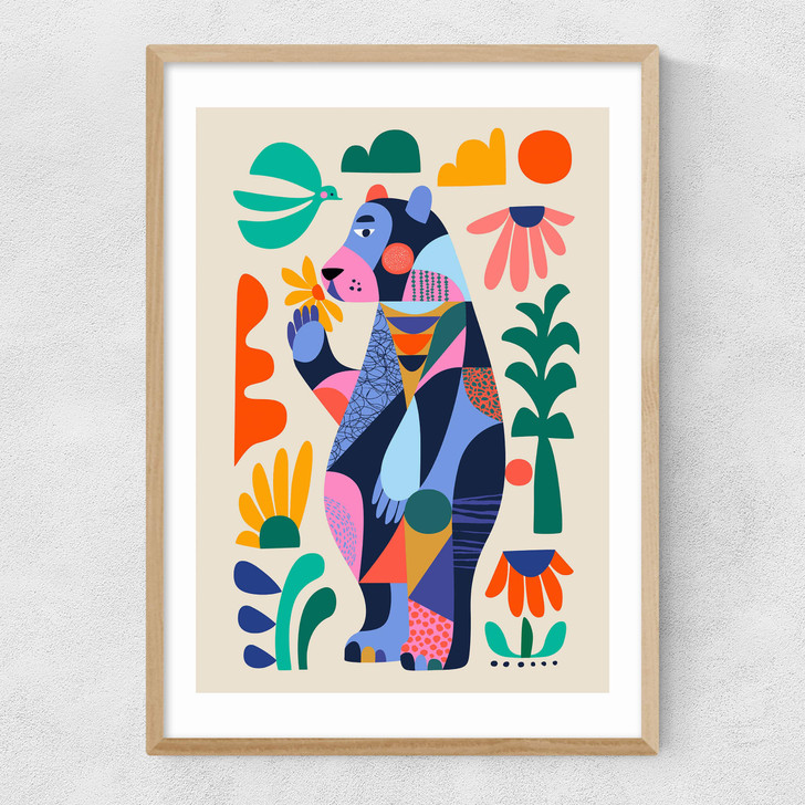 Bear by Rachel Lee Narrow Oak Frame