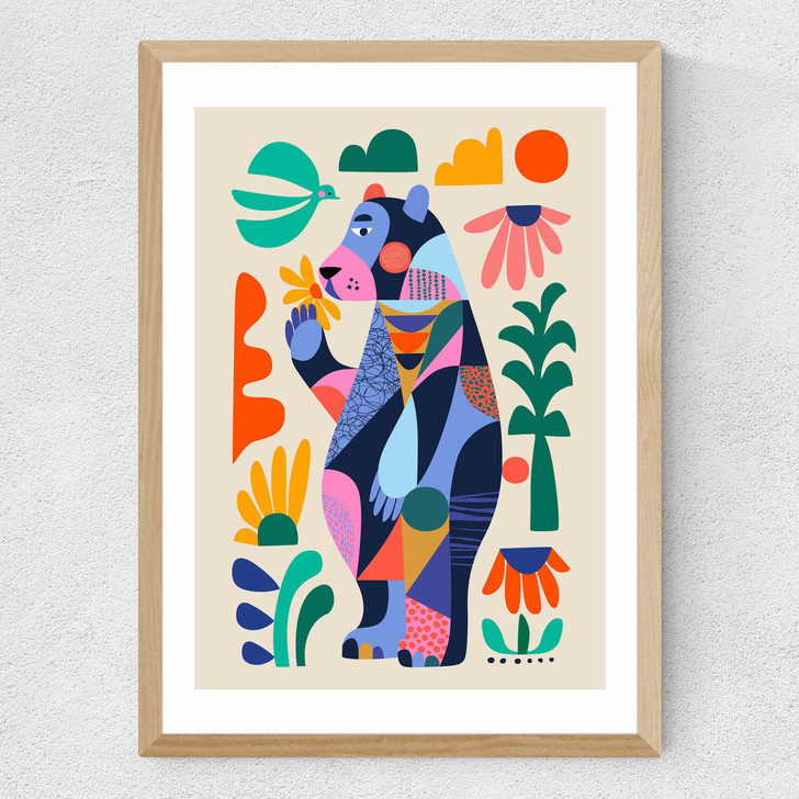 Bear by Rachel Lee Medium Oak Frame