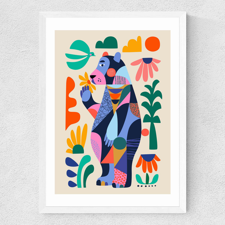 Bear by Rachel Lee Medium White Frame