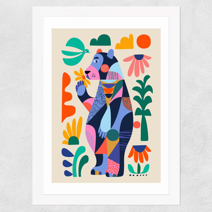 Bear by Rachel Lee Wide White Frame