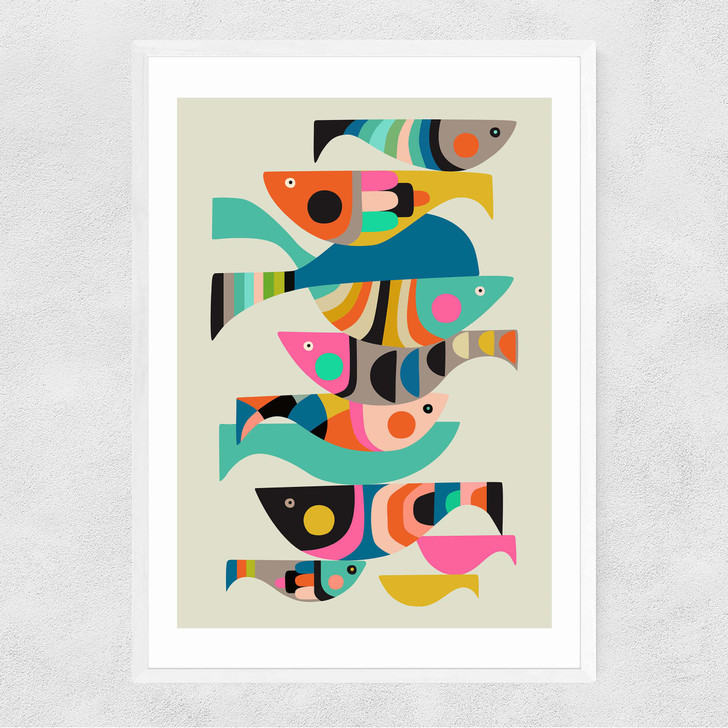 Fishes Narrow White Frame