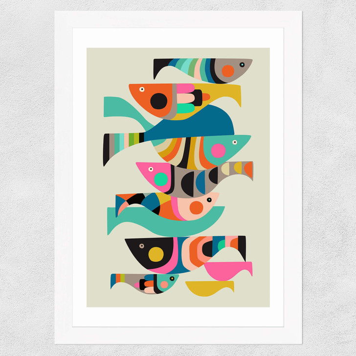 Fishes Wide White Frame