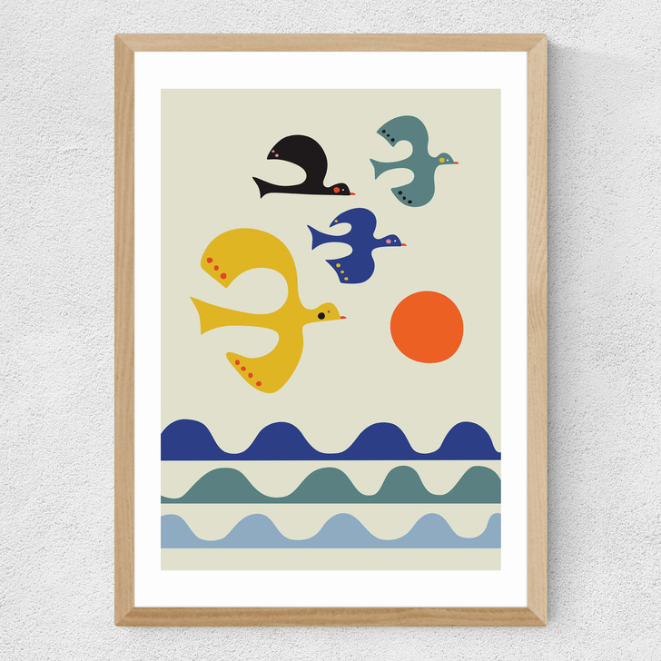 Flock of Birds Medium Oak Frame Flock of Birds Medium Oak Frame