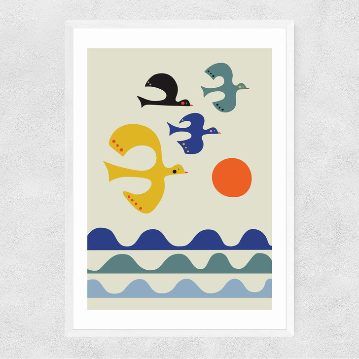 Flock of Birds Narrow White Frame Flock of Birds Narrow White Frame