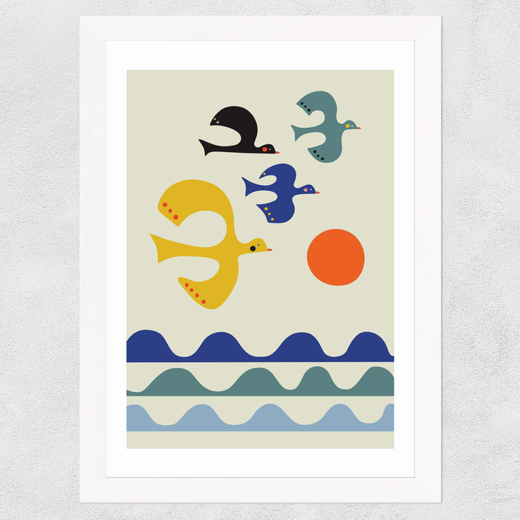 Flock of Birds Wide White Frame Flock of Birds Wide White Frame