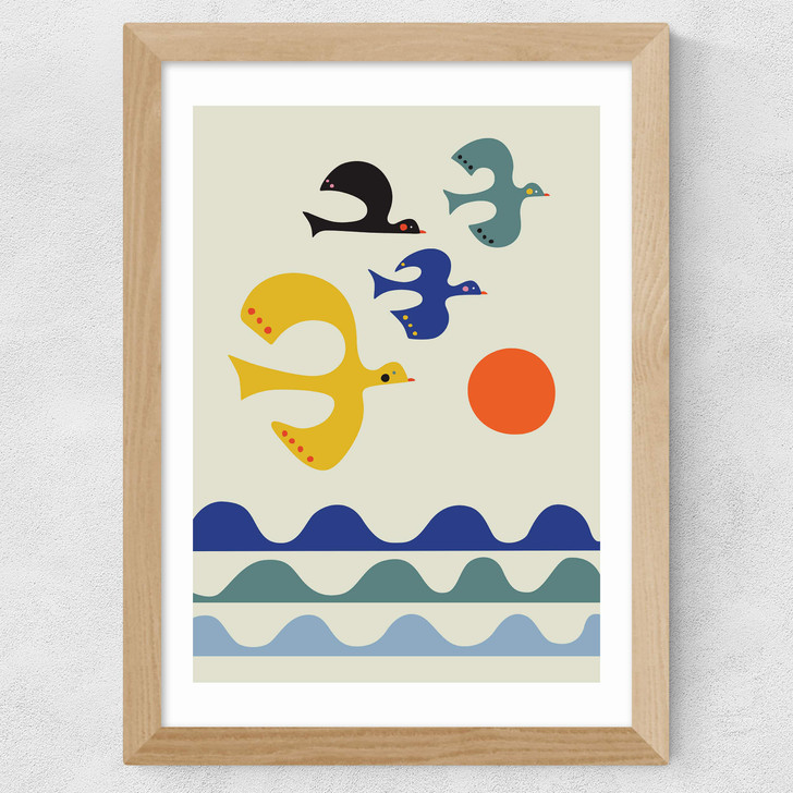 Flock of Birds Wide Oak Frame