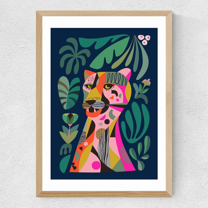 Leopard by Rachel Lee Medium Oak Frame