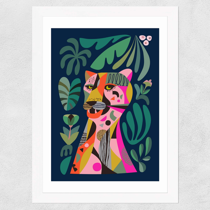 Leopard by Rachel Lee Wide White Frame