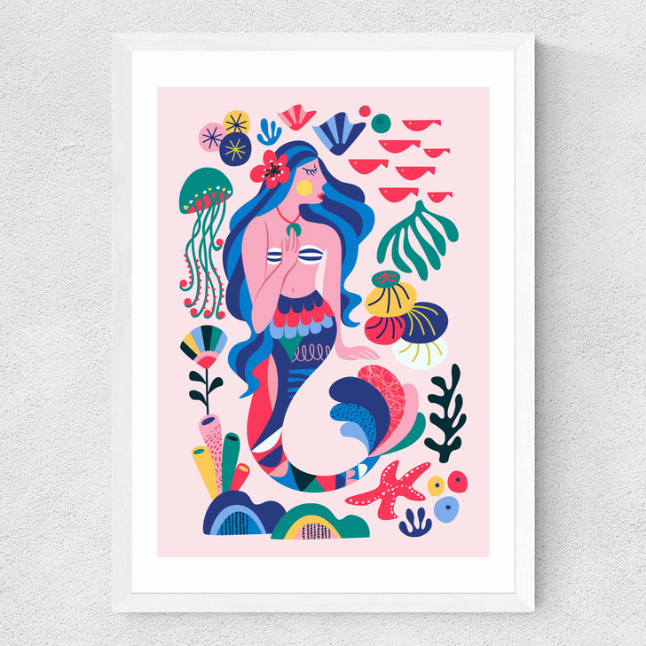 Mermaid Medium White Frame