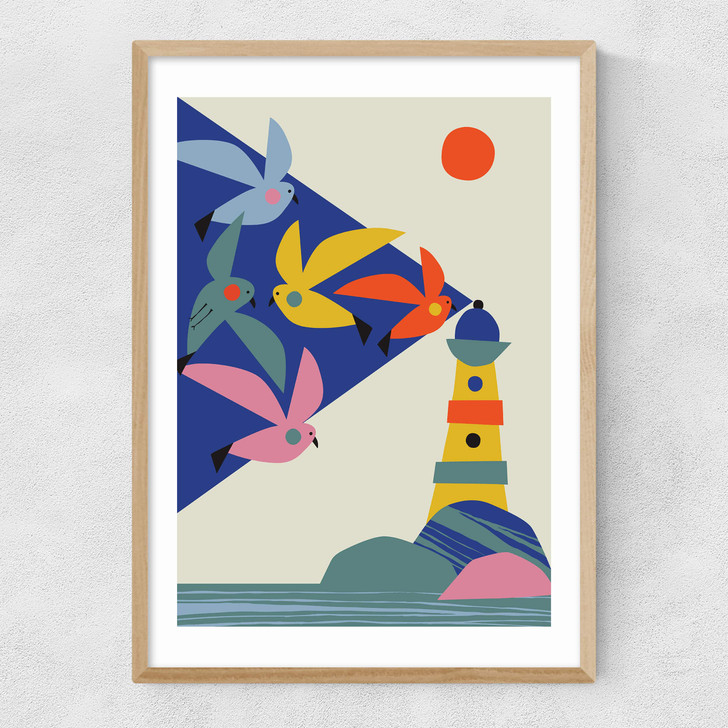Seagulls Narrow Oak Frame