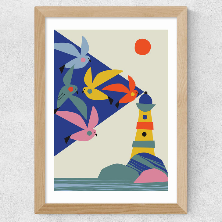 Seagulls Wide Oak Frame