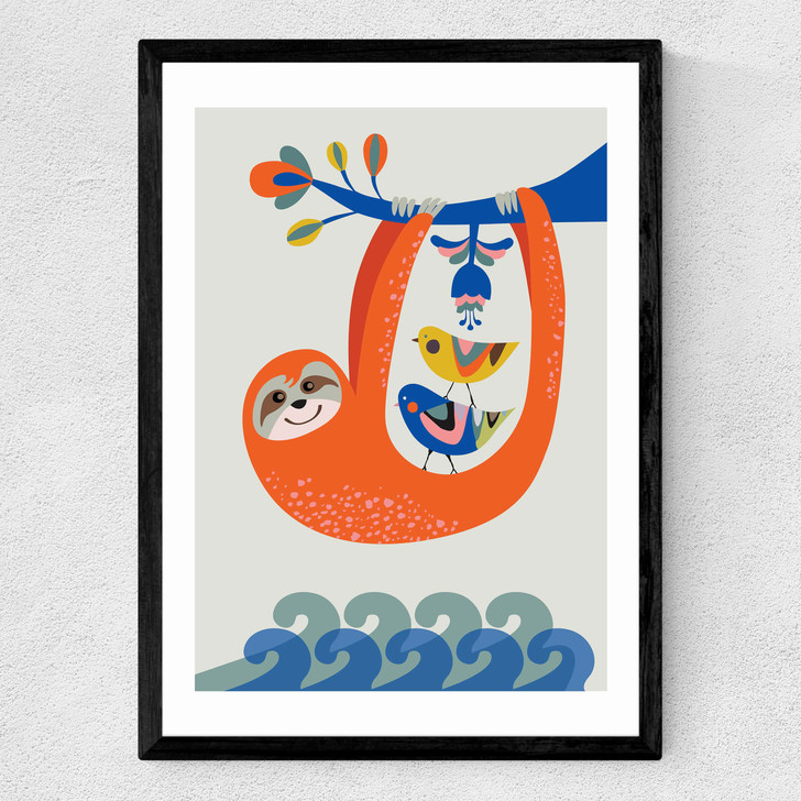 Sloth by Rachel Lee Medium Black Frame