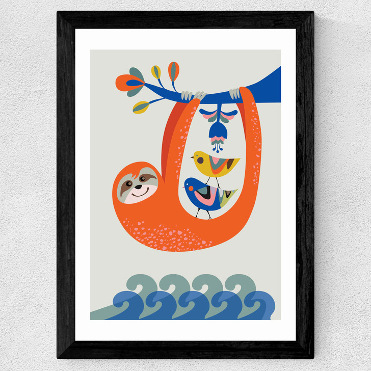 Sloth by Rachel Lee Wide Black Frame