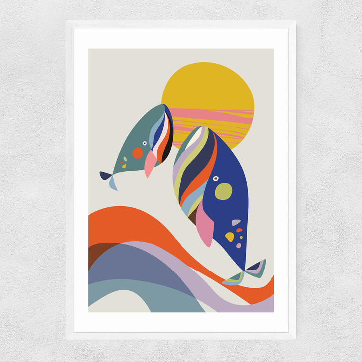 Whales Narrow White Frame