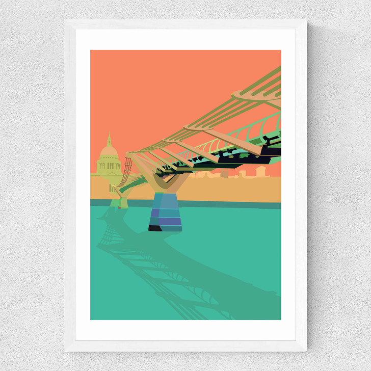 St Paul's and Millennium Bridge Medium White Frame St Paul's and Millennium Bridge Medium White Frame
