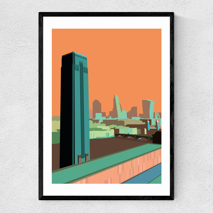 Tate Modern - City Skyline (Orange) Narrow Black Frame Tate Modern - City Skyline (Orange) Narrow Black Frame