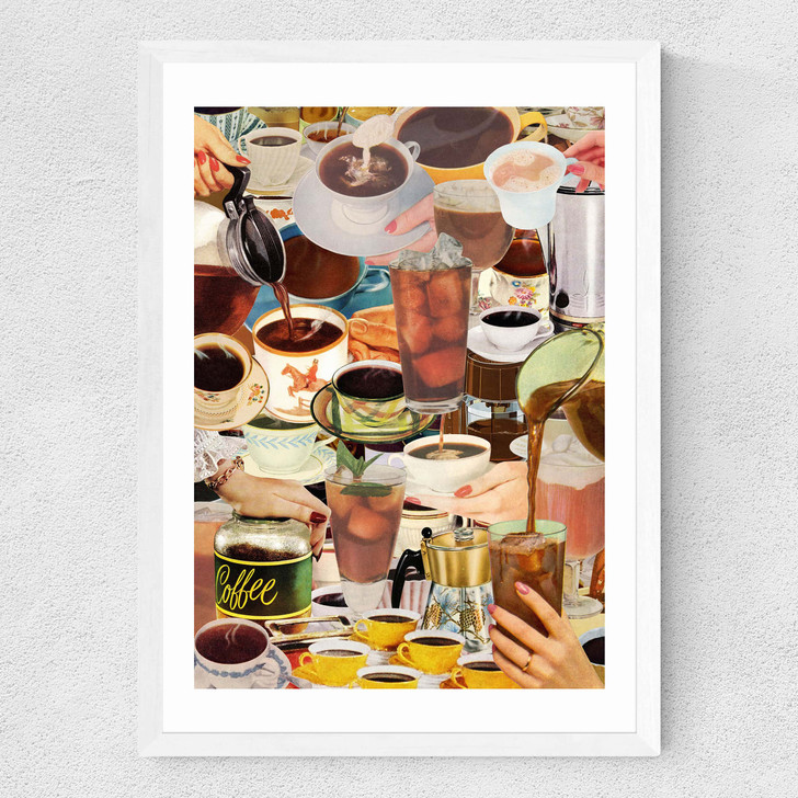 Wake Up and Smell the Coffee Medium White Frame