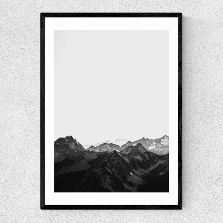 Mountains Black and White Narrow Black Frame Mountains Black and White Narrow Black Frame