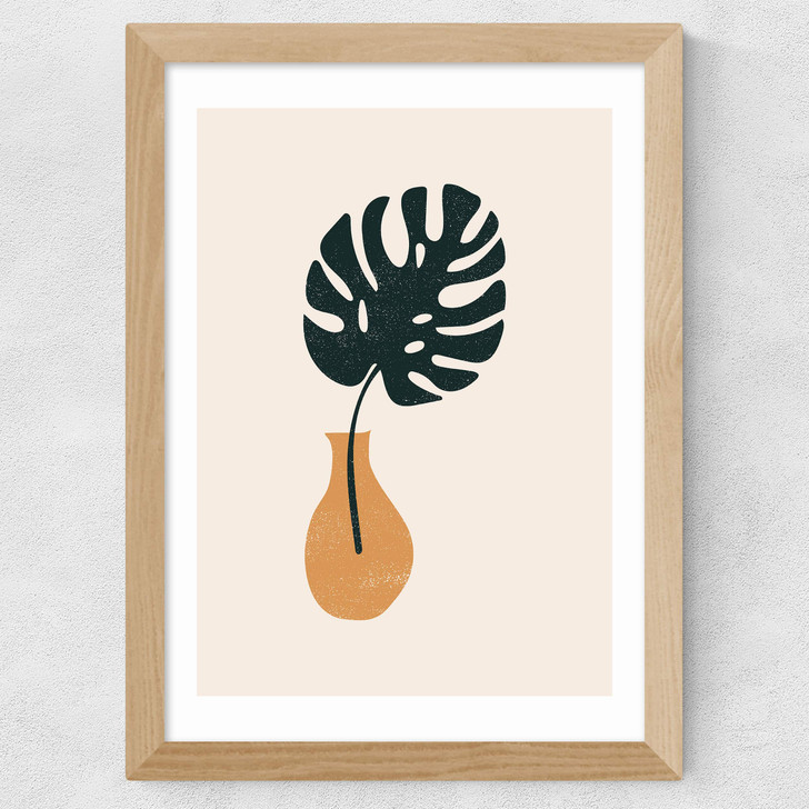 Monstera Vase Wide Oak Frame