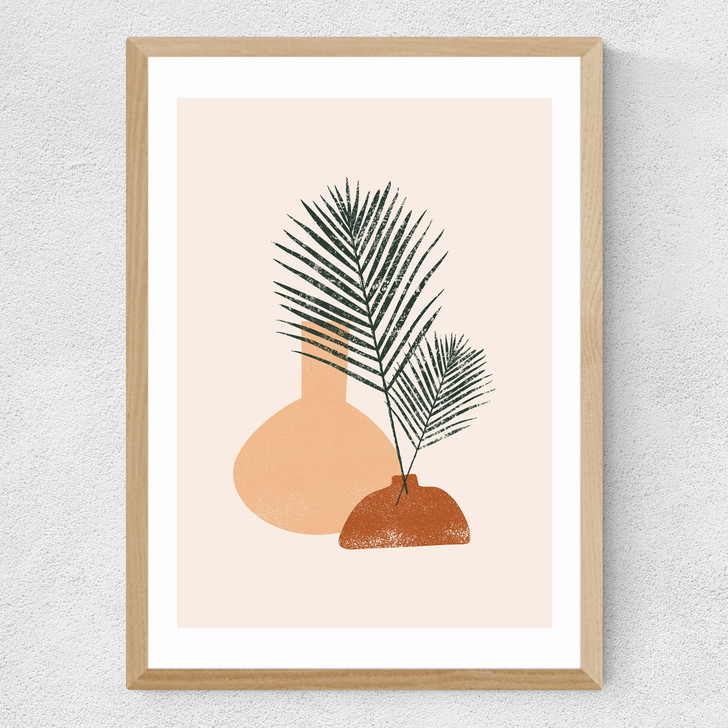 Palm Leaf Pottery Medium Oak Frame