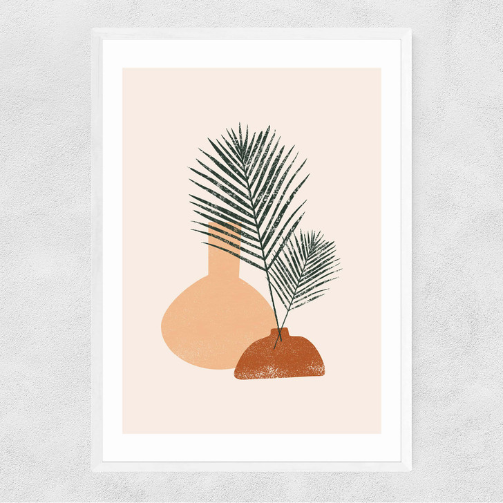 Palm Leaf Pottery Narrow White Frame