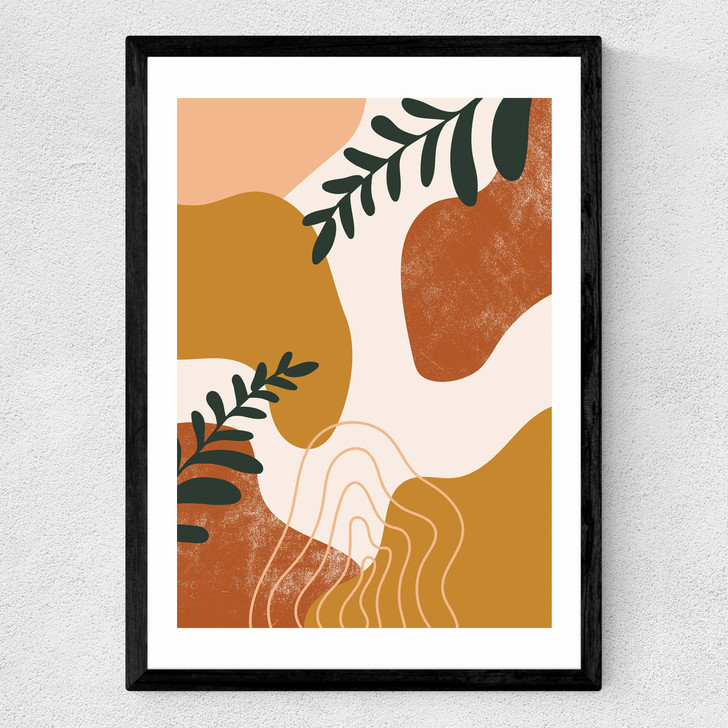Abstract Leaves Medium Black Frame Abstract Leaves Medium Black Frame