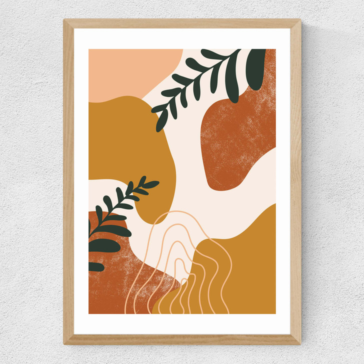 Abstract Leaves Medium Oak Frame Abstract Leaves Medium Oak Frame